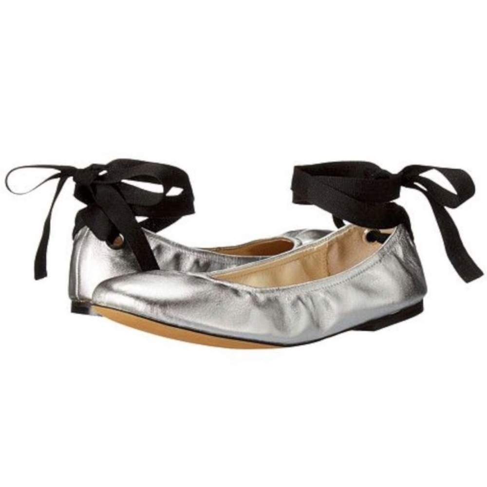 Steve Madden Meow Ankle Wrap silver Ballet Flats Steve Madden flats Madden shoes